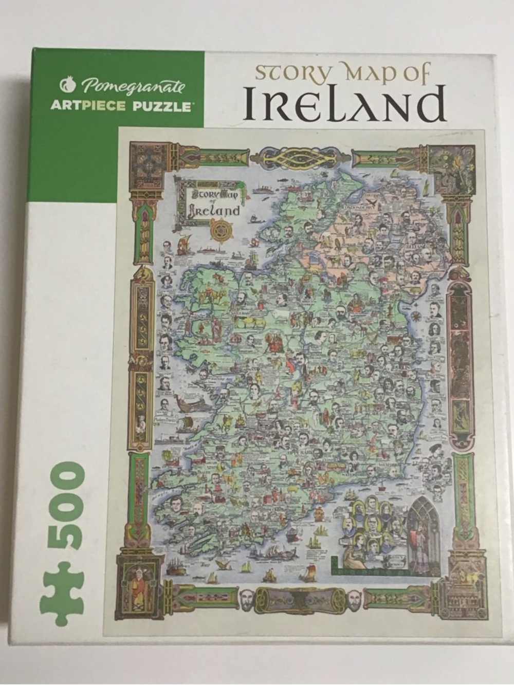 Story Map of Ireland Jigsaw Puzzle 500-Art Piece Pomegranate 17x14.5" Irish NEW